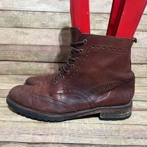 Wingtip Brown Leather Mid Boots